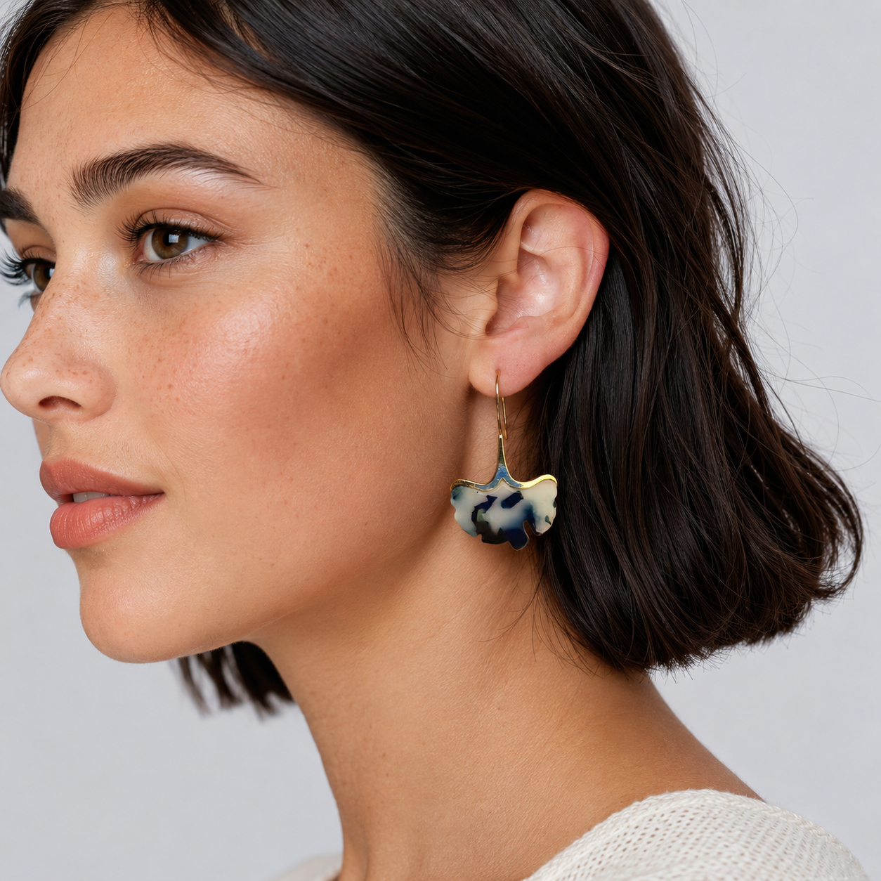 Marble Muse Abstract Drop Earrings – Anti-Tarnish Gold Tone