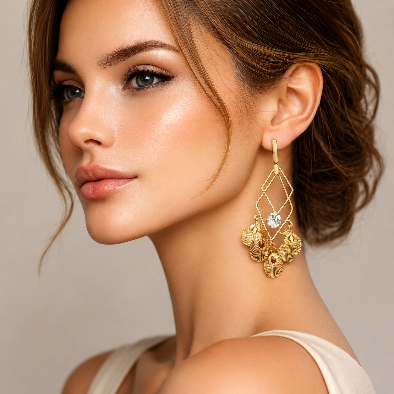 Tilloma™ Celeste White Crystal Geometric Dangle Earrings – Anti Tarnish & Waterproof
