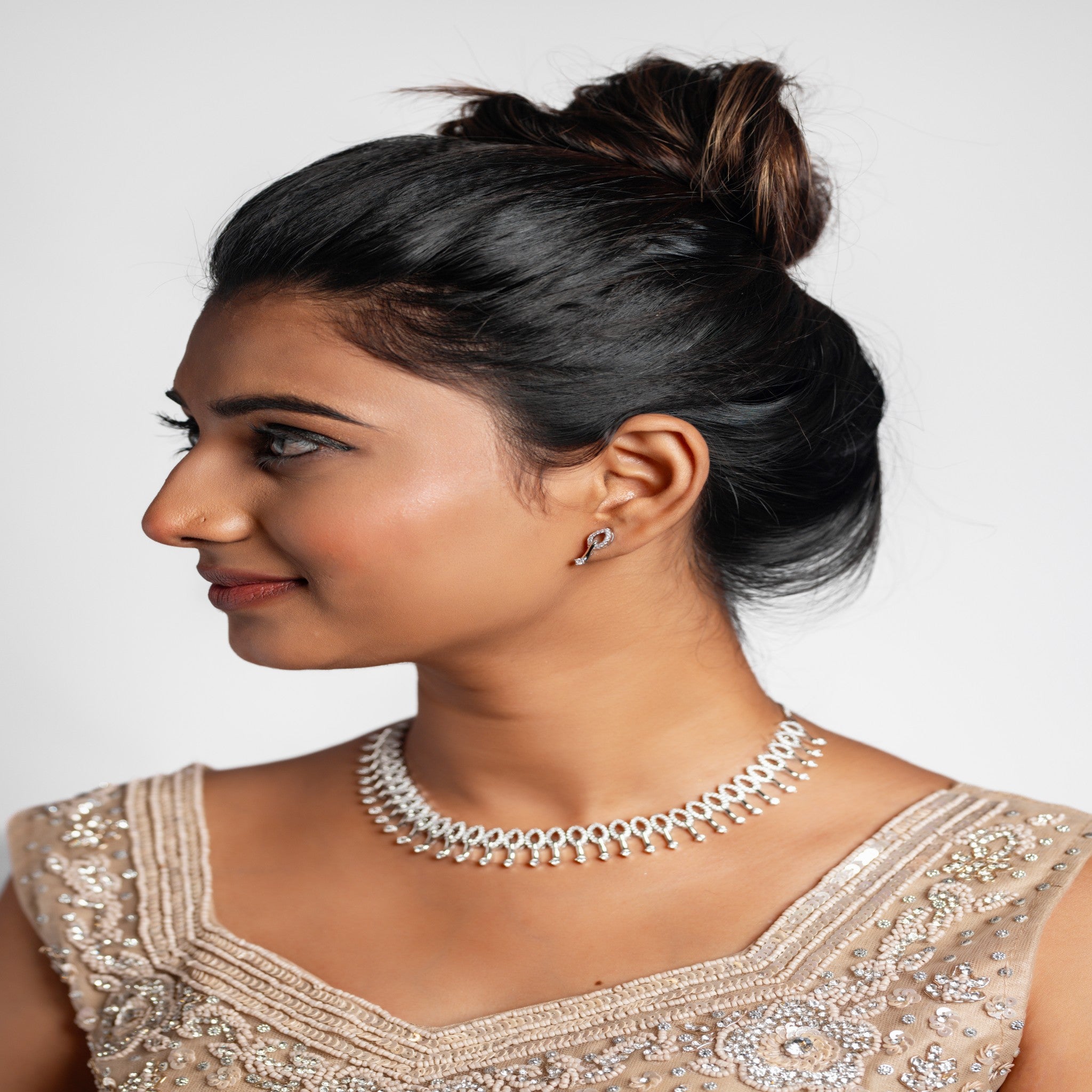 Elegant American Diamond Necklace Set with Earrings | Celestia by Tilloma