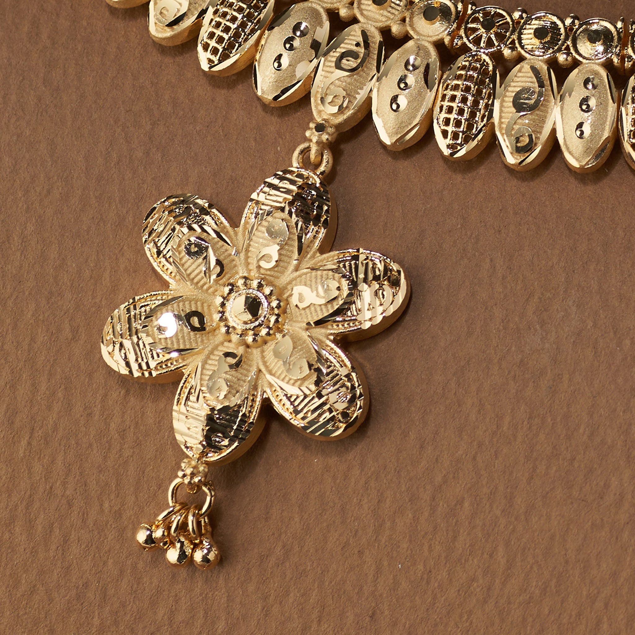 Tilloma™ Floral Heritage Gold Plated Necklace Set | Premium High Gold Replica Jewellery with Matching Earrings
