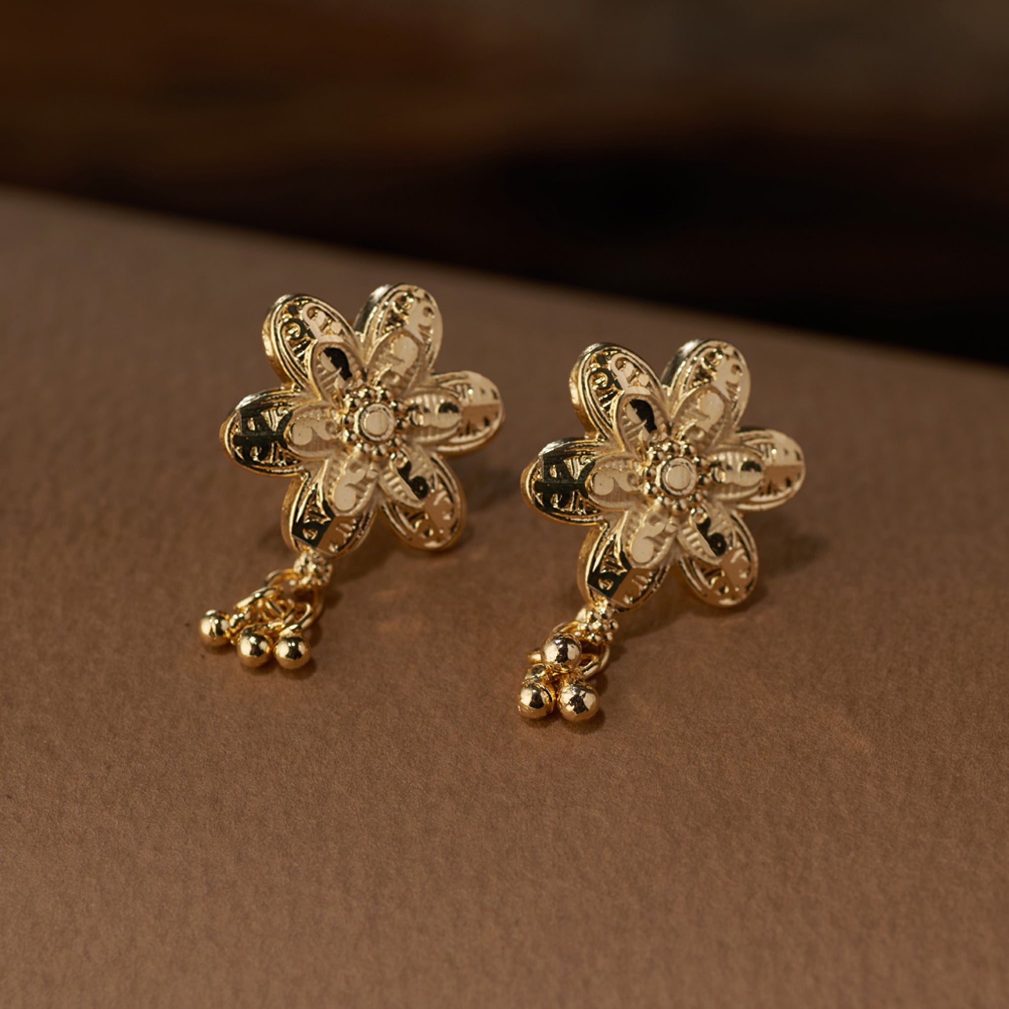 Tilloma™ Floral Heritage Gold Plated Necklace Set | Premium High Gold Replica Jewellery with Matching Earrings