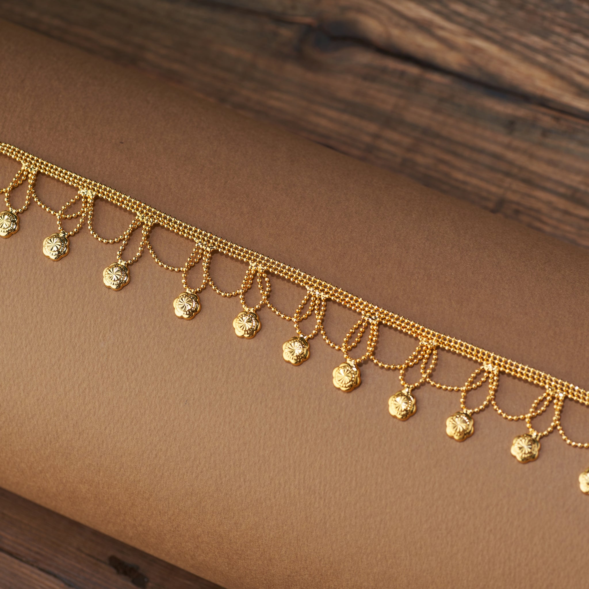 Gold Plated Floral Waistband with Layered Chains | Traditional Kamar Patta for Women