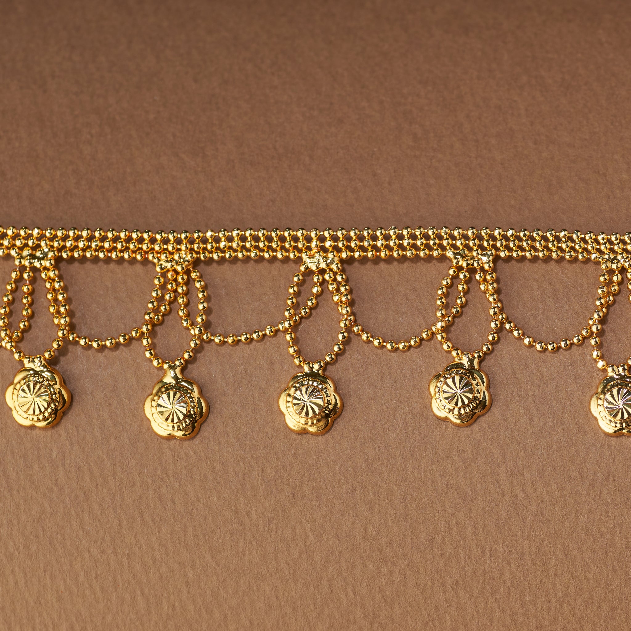 Gold Plated Floral Waistband with Layered Chains | Traditional Kamar Patta for Women