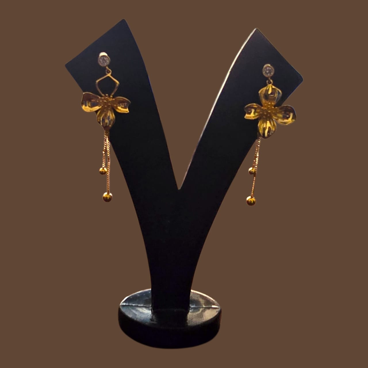 Golden Blossom Anti-Tarnish Waterproof Floral Drop Earrings