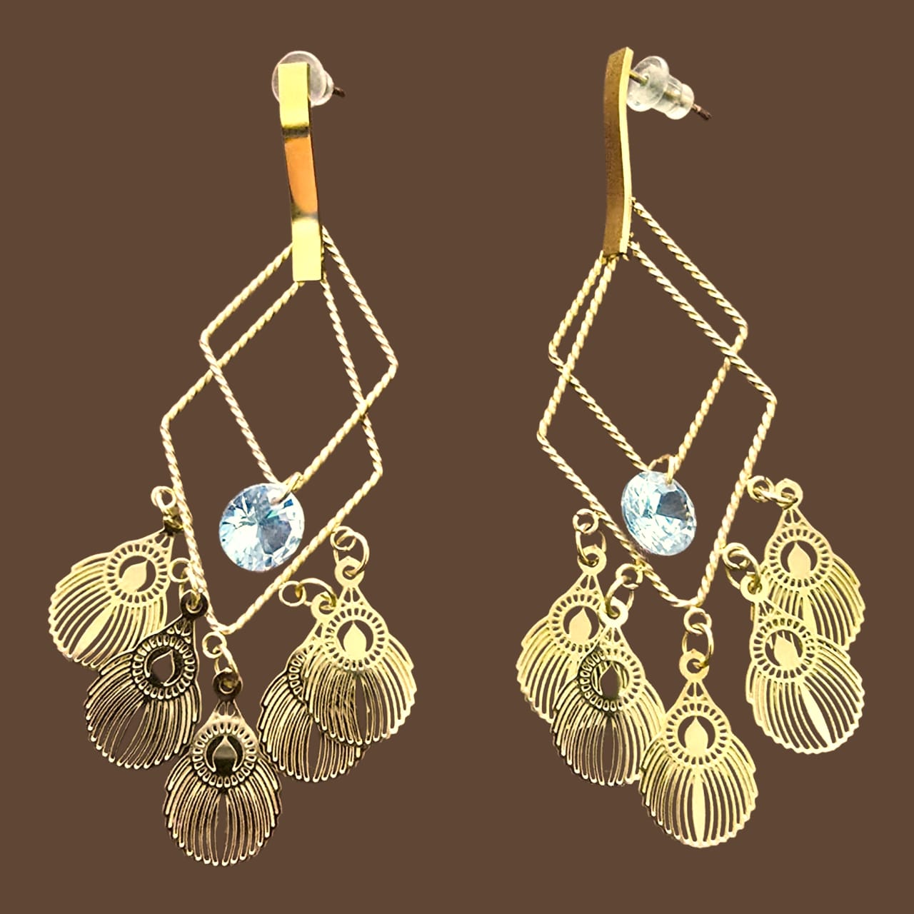 Tilloma™ Celeste White Crystal Geometric Dangle Earrings – Anti Tarnish & Waterproof