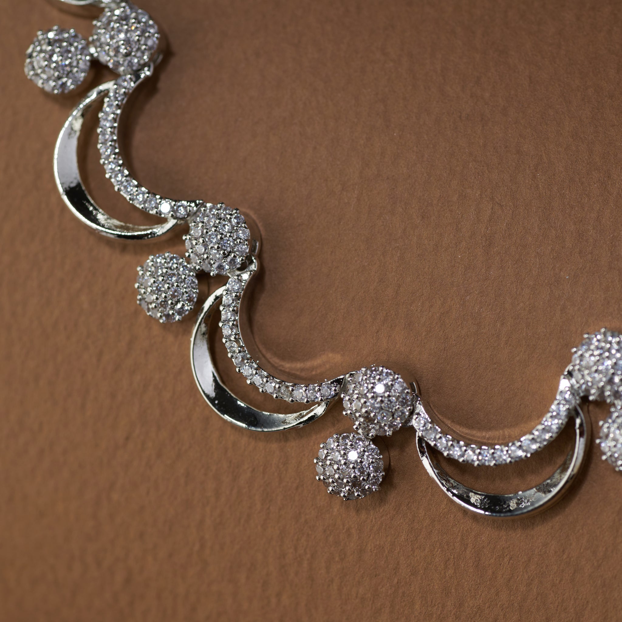 Elegant cubic zirconia American diamond jewellery set