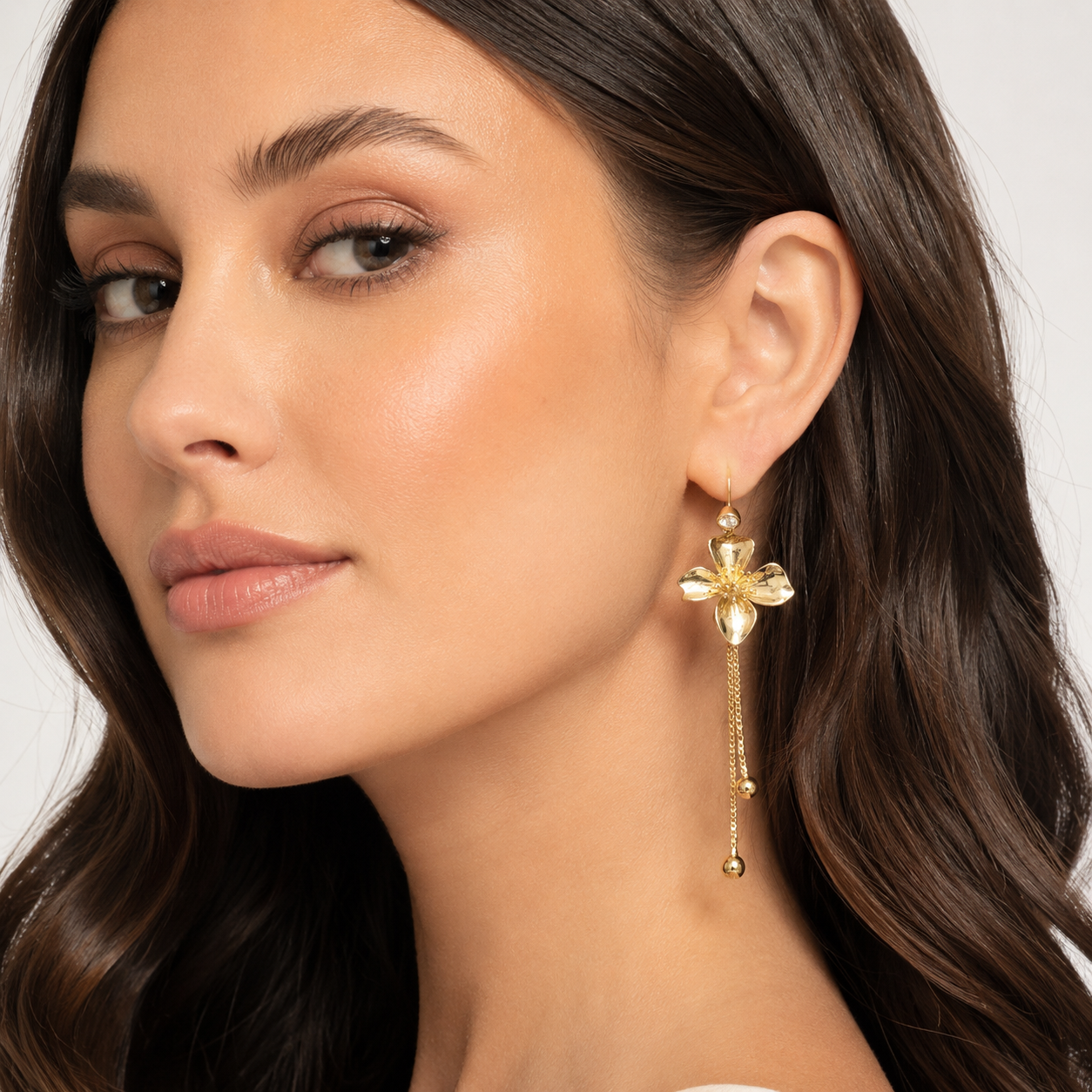 Golden Blossom Anti-Tarnish Waterproof Floral Drop Earrings