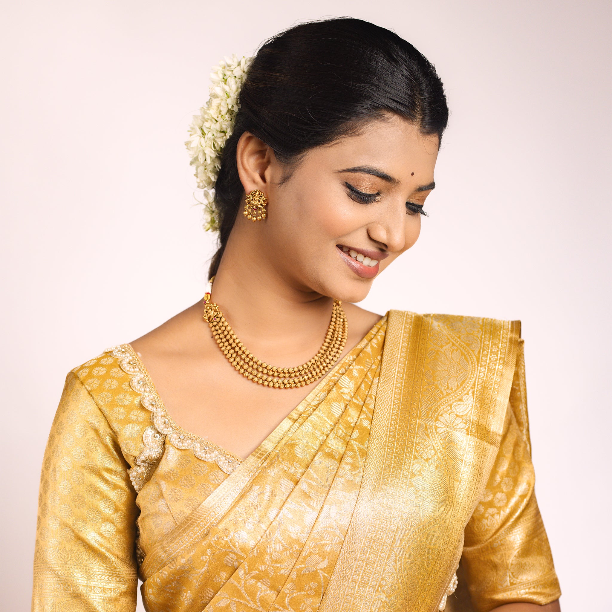 Antique Gold Lakshmi Temple Jewellery Set | Padmika by Tilloma