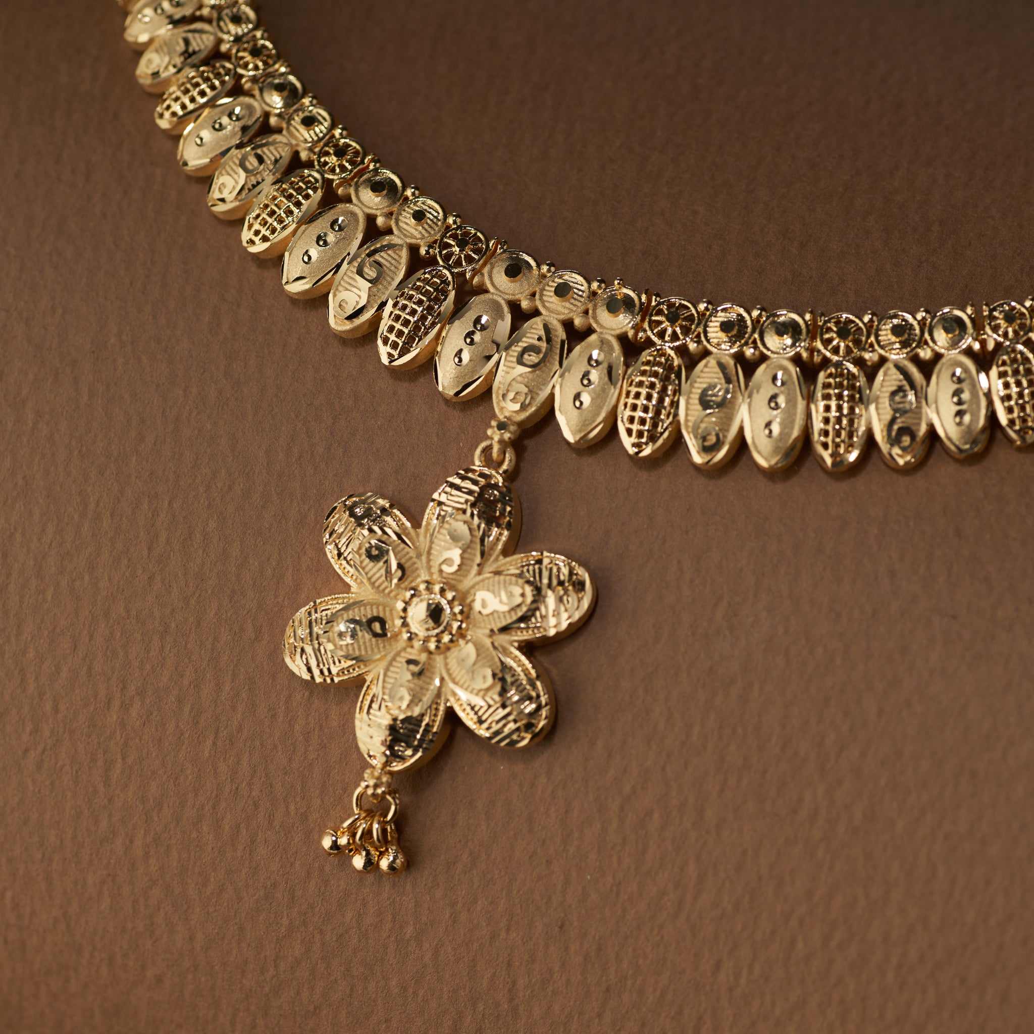 Tilloma™ Floral Heritage Gold Plated Necklace Set | Premium High Gold Replica Jewellery with Matching Earrings