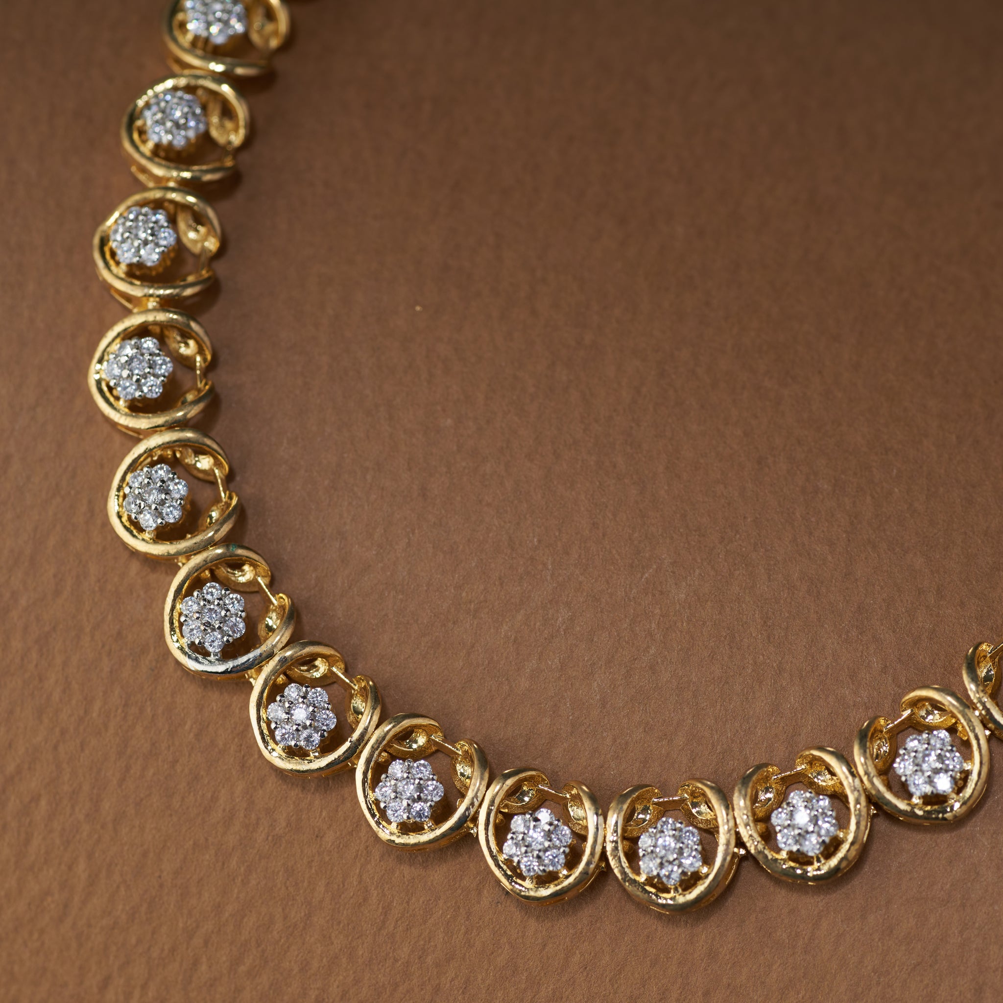 Cubic zircon necklace set with earrings gold plated with accents, Shyana by Tilloma