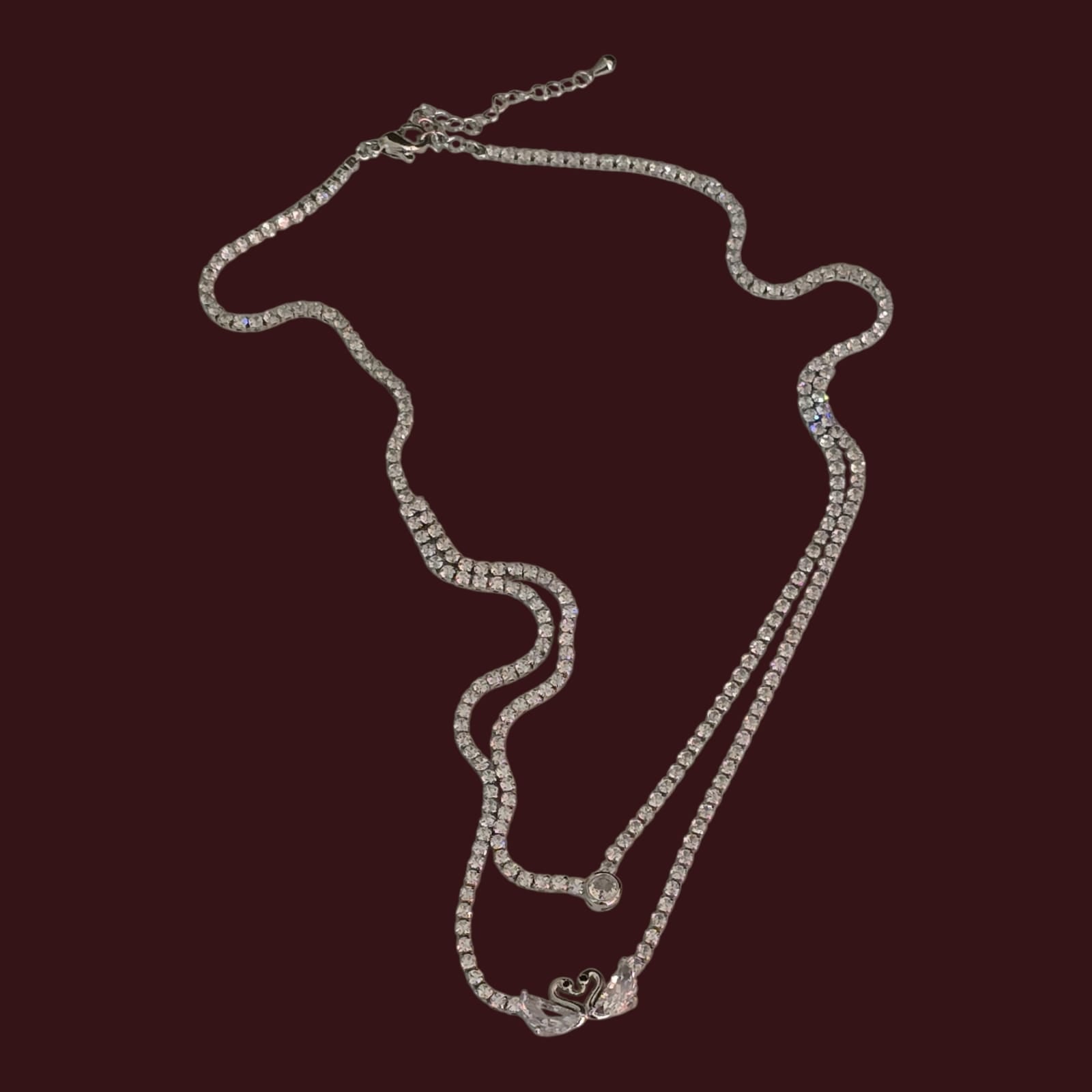 Trendy indo-wester CZ necklace - double layer, office wear