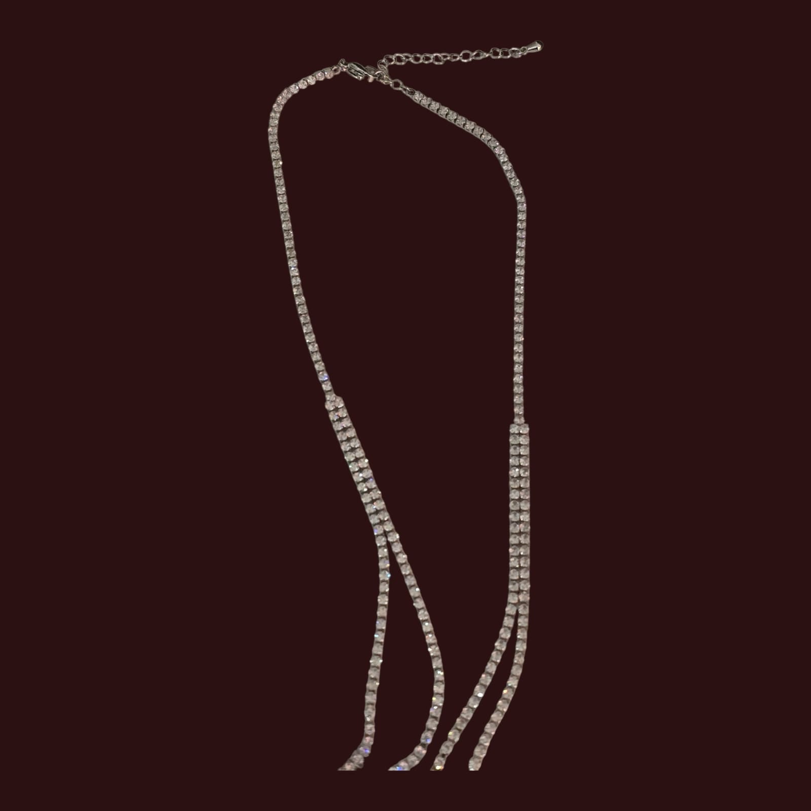 Trendy indo-wester CZ necklace - double layer.