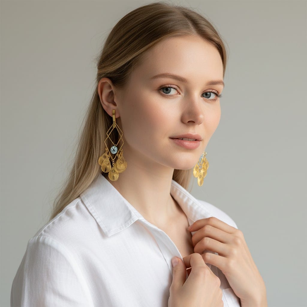 Tilloma™ Celeste White Crystal Geometric Dangle Earrings – Anti Tarnish & Waterproof