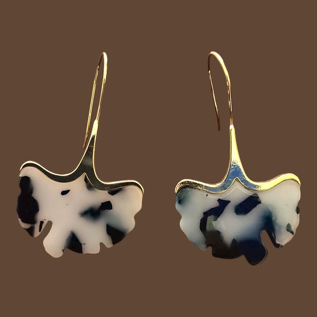 Marble Muse Abstract Drop Earrings – Anti-Tarnish Gold Tone