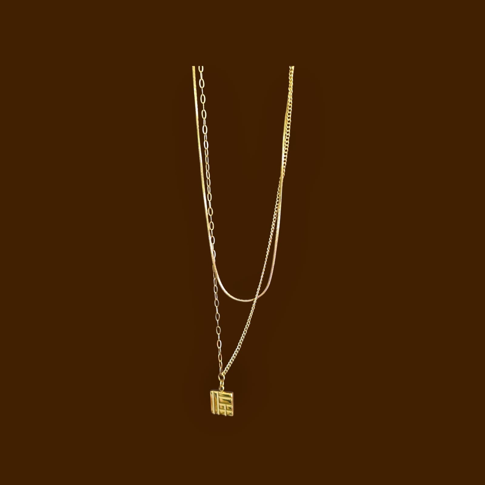 Double layer gold-tone tarnish-resistant chain necklace with minimalist pendant, lightweight and stylish workwear jewellery under ₹699