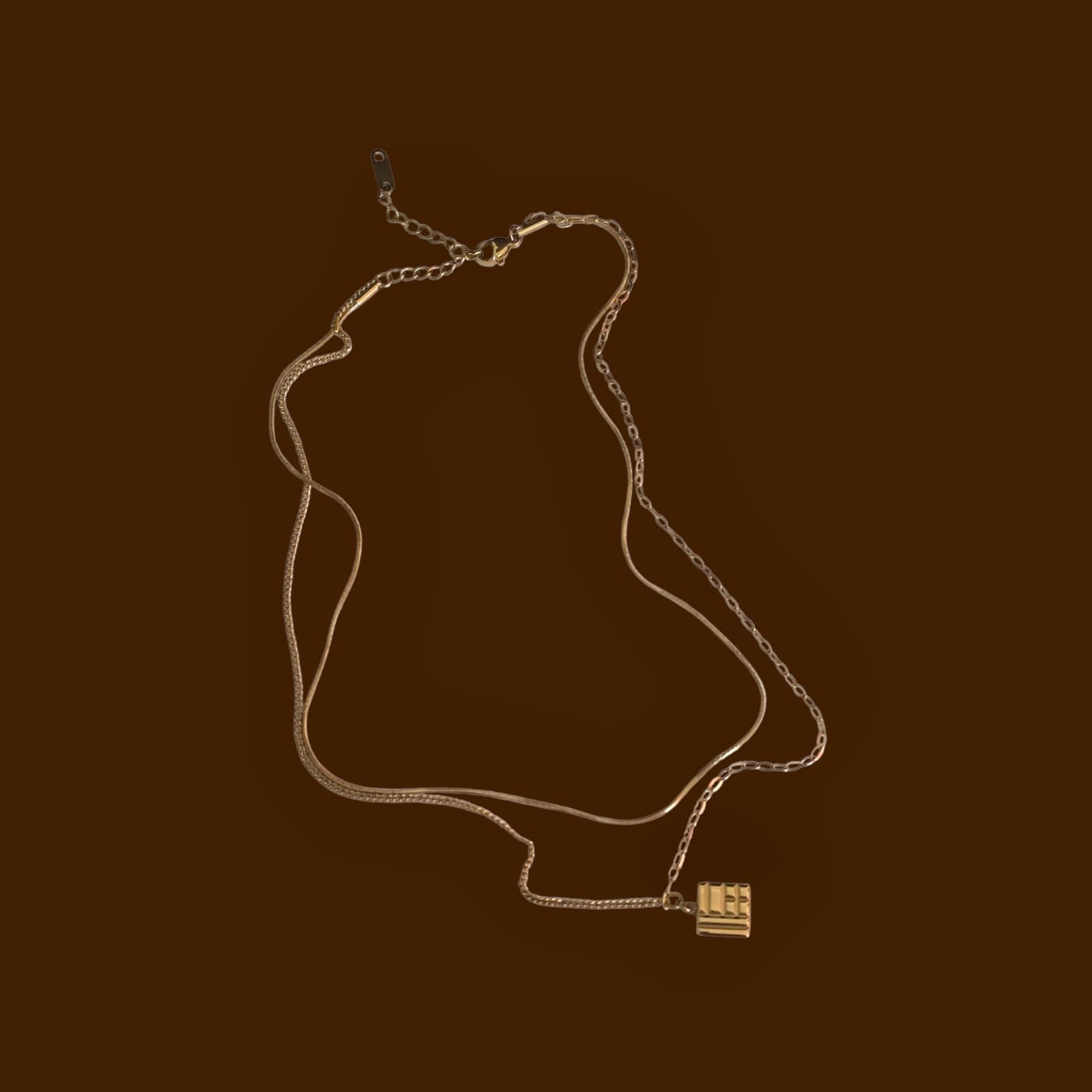 Double layer gold-tone tarnish-resistant chain necklace with minimalist pendant, lightweight and stylish workwear jewellery under ₹699