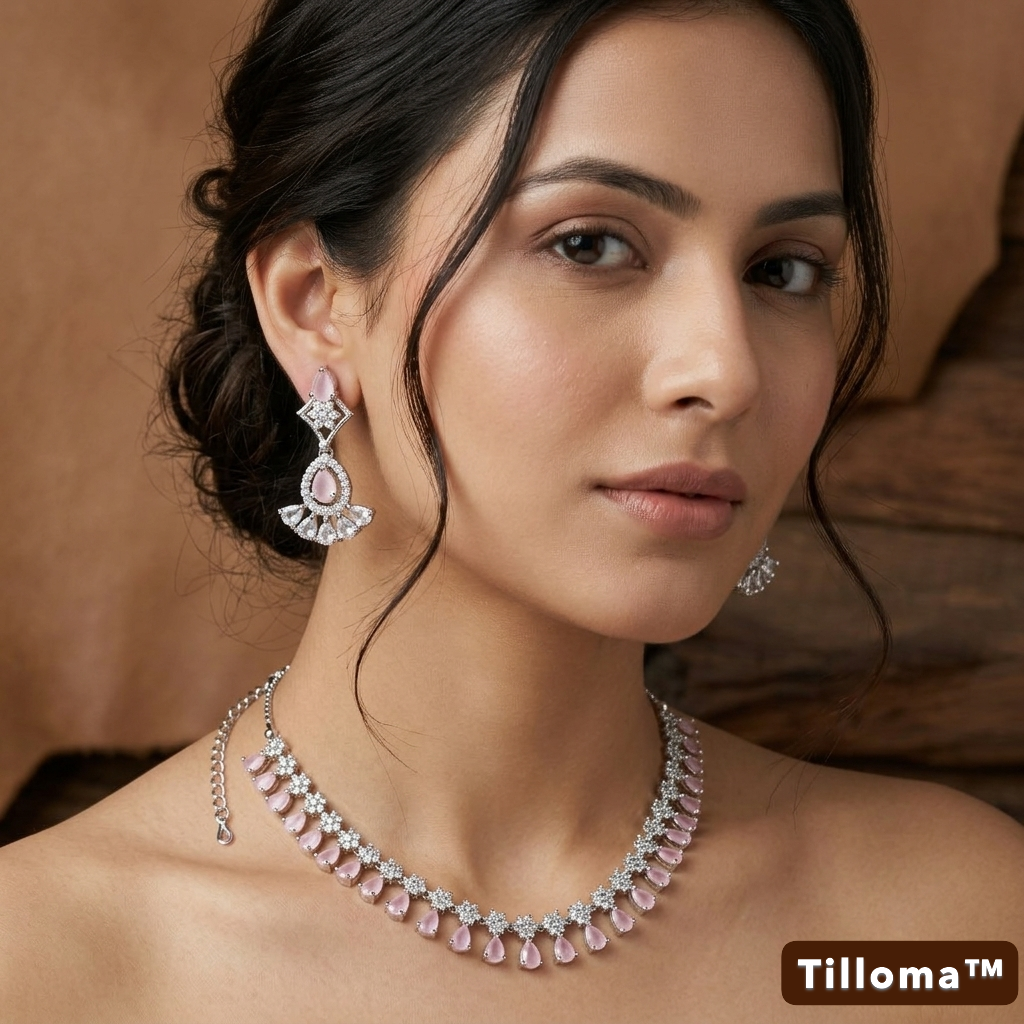American Diamond Necklace Set| Dewdrop| Sola by Tilloma™